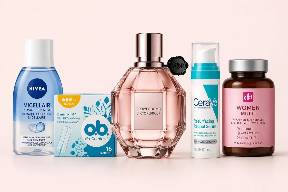 Nivea, o.b., Viktor & Rolf, CeraVe en DA producten